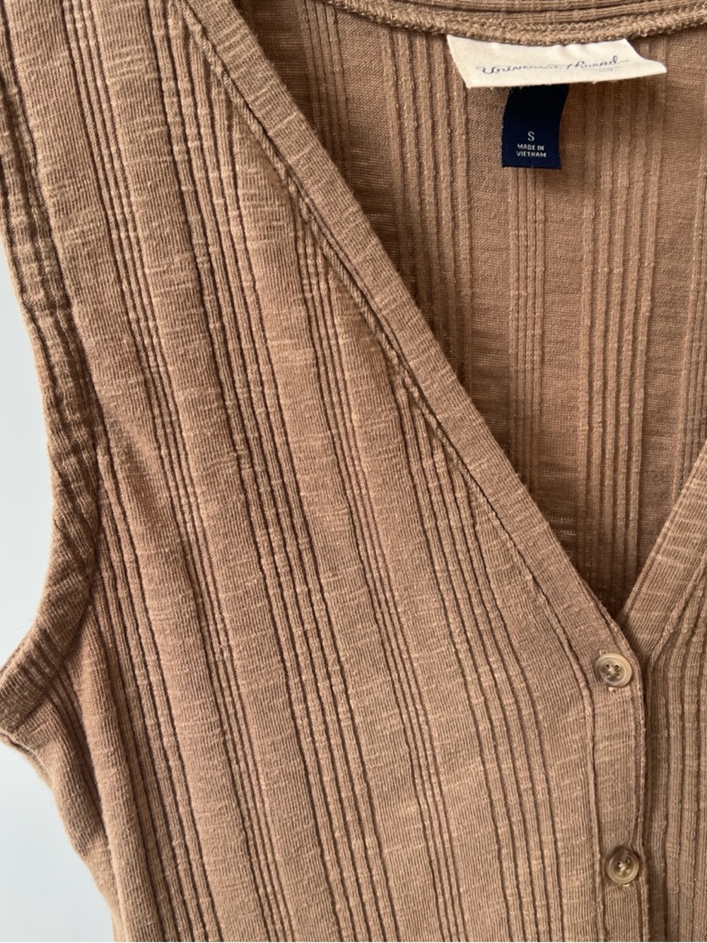 Threshold Brown Ribbed Button Up Tank - Picture 2 of 3